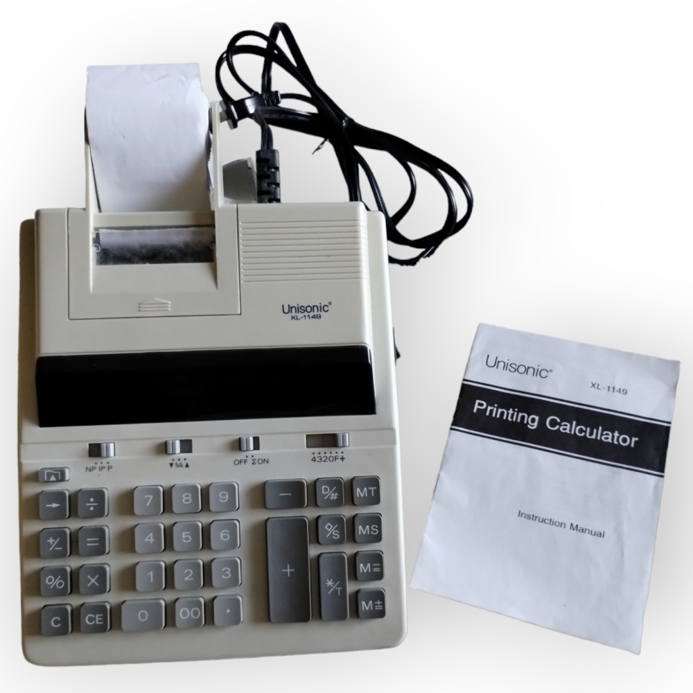 Unisonic XL-1149 Calculator Printer with Instruction Manual